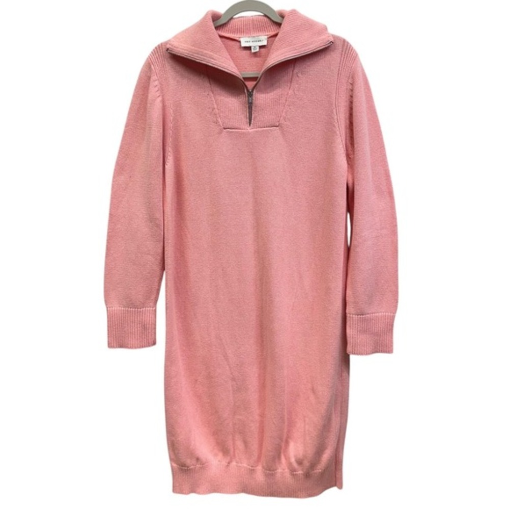 Free Assembly Sweater Dress Womens XL Pink Half Zip‎ Collar Cotton Wool Blend